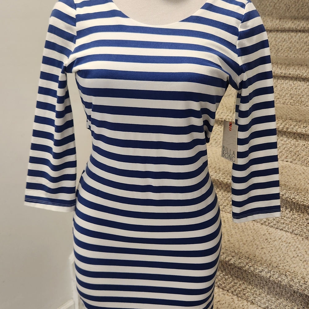 Blue and White Striped Dress